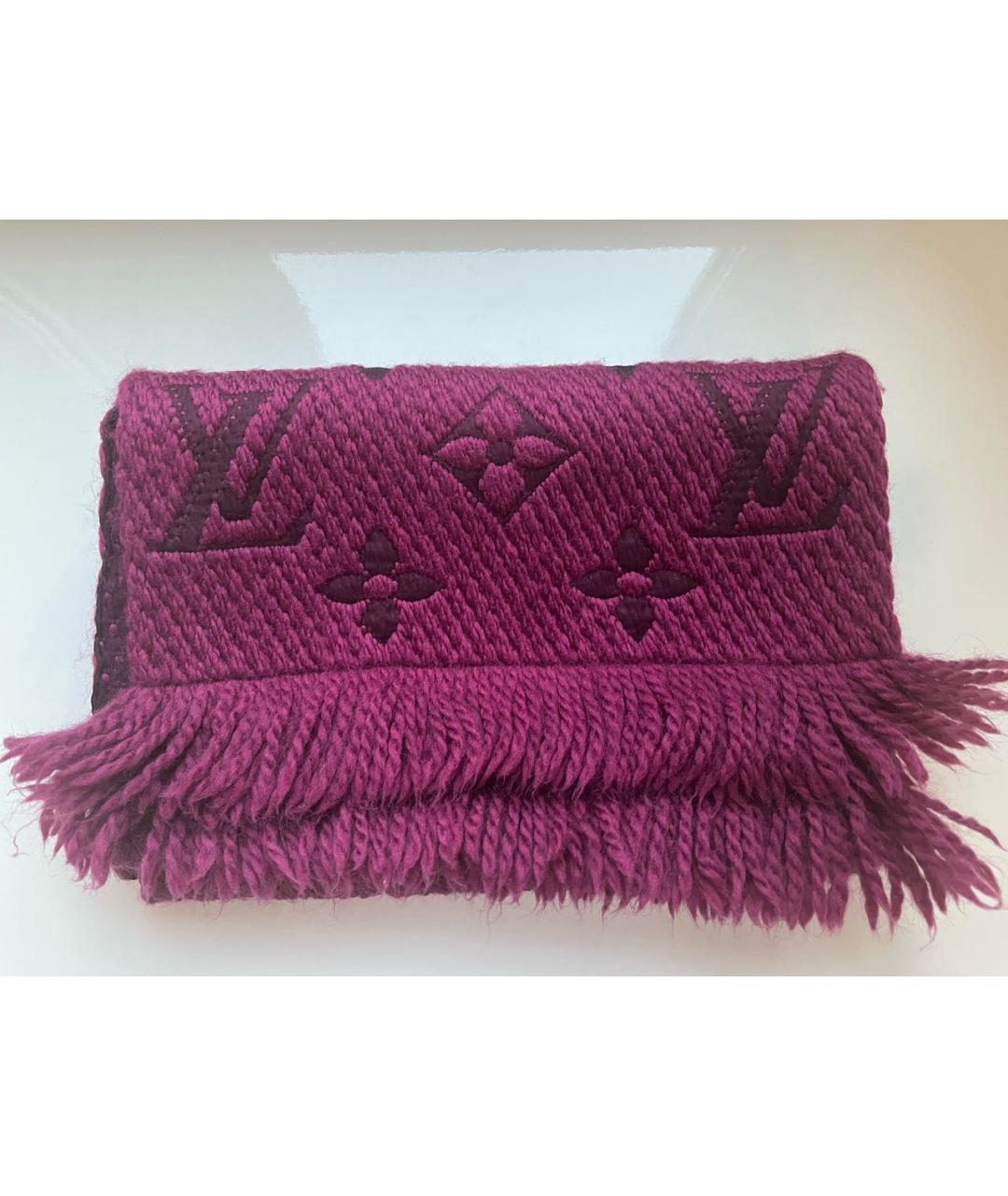 LOUIS VUITTON Фиолетовый шерстяной шарф, фото 9