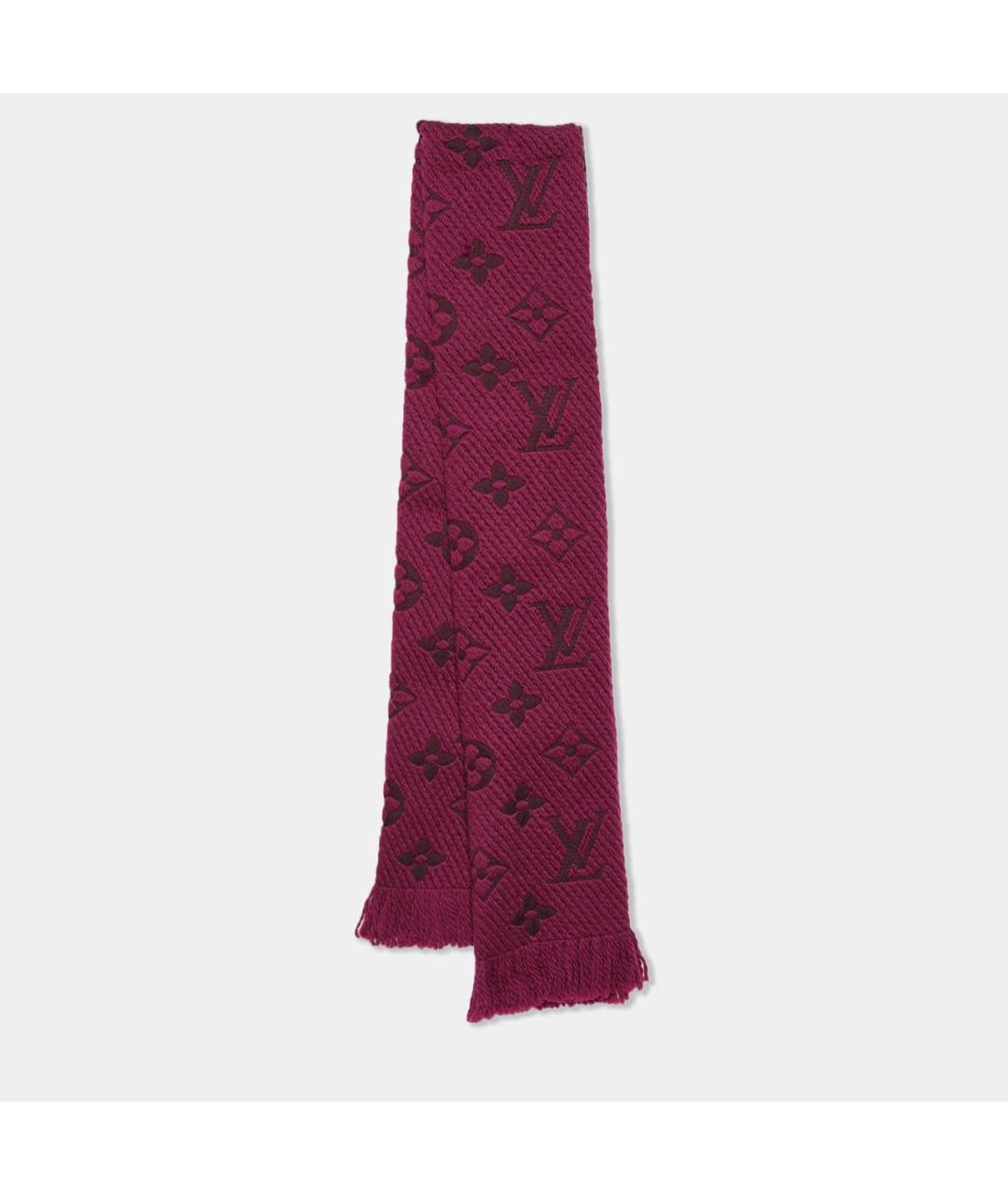 LOUIS VUITTON Фиолетовый шерстяной шарф, фото 8