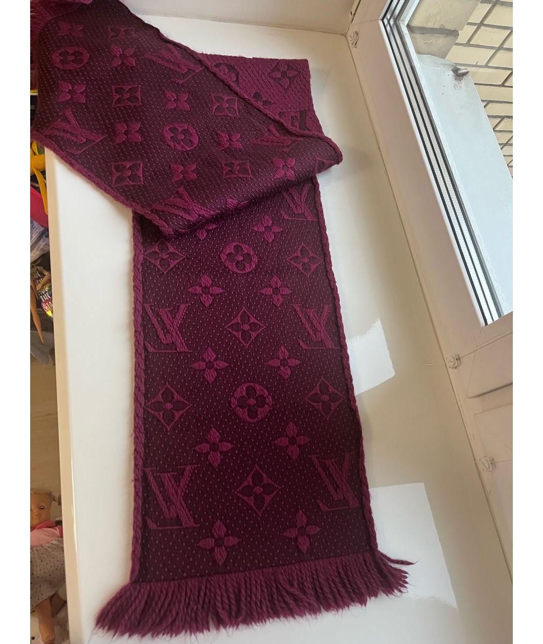 LOUIS VUITTON Фиолетовый шерстяной шарф, фото 4