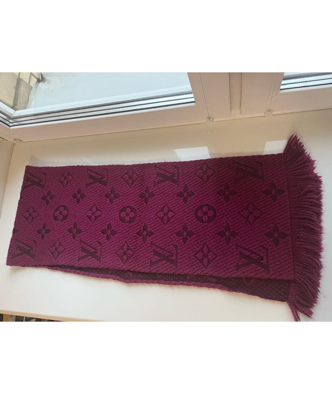 LOUIS VUITTON Фиолетовый шерстяной шарф, фото 5