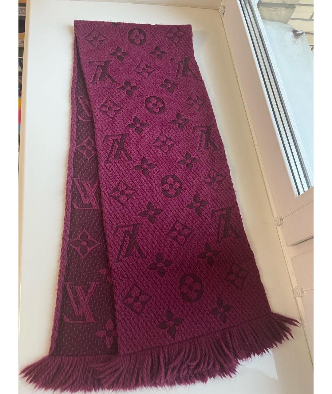 LOUIS VUITTON Фиолетовый шерстяной шарф, фото 3