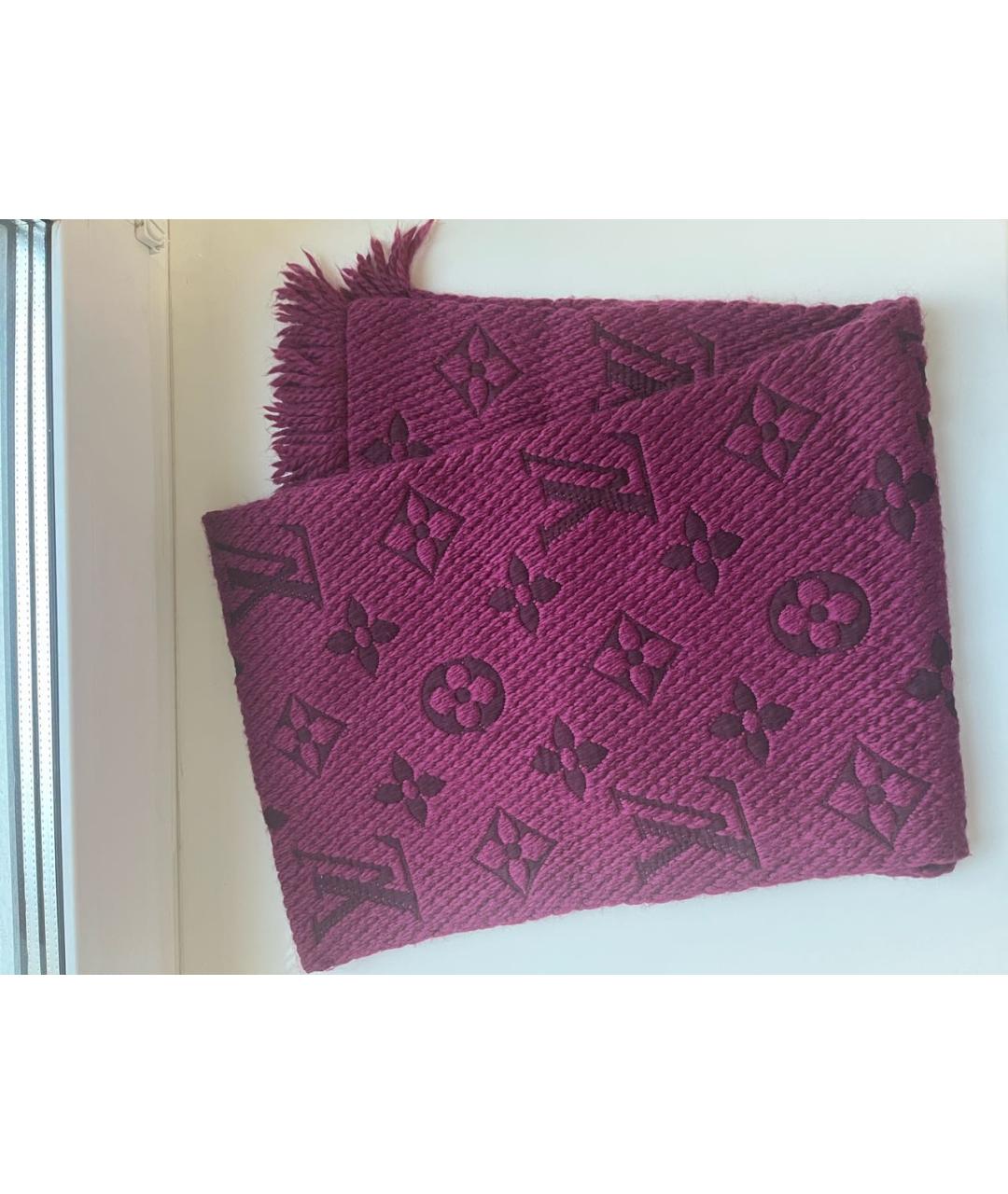 LOUIS VUITTON Фиолетовый шерстяной шарф, фото 7