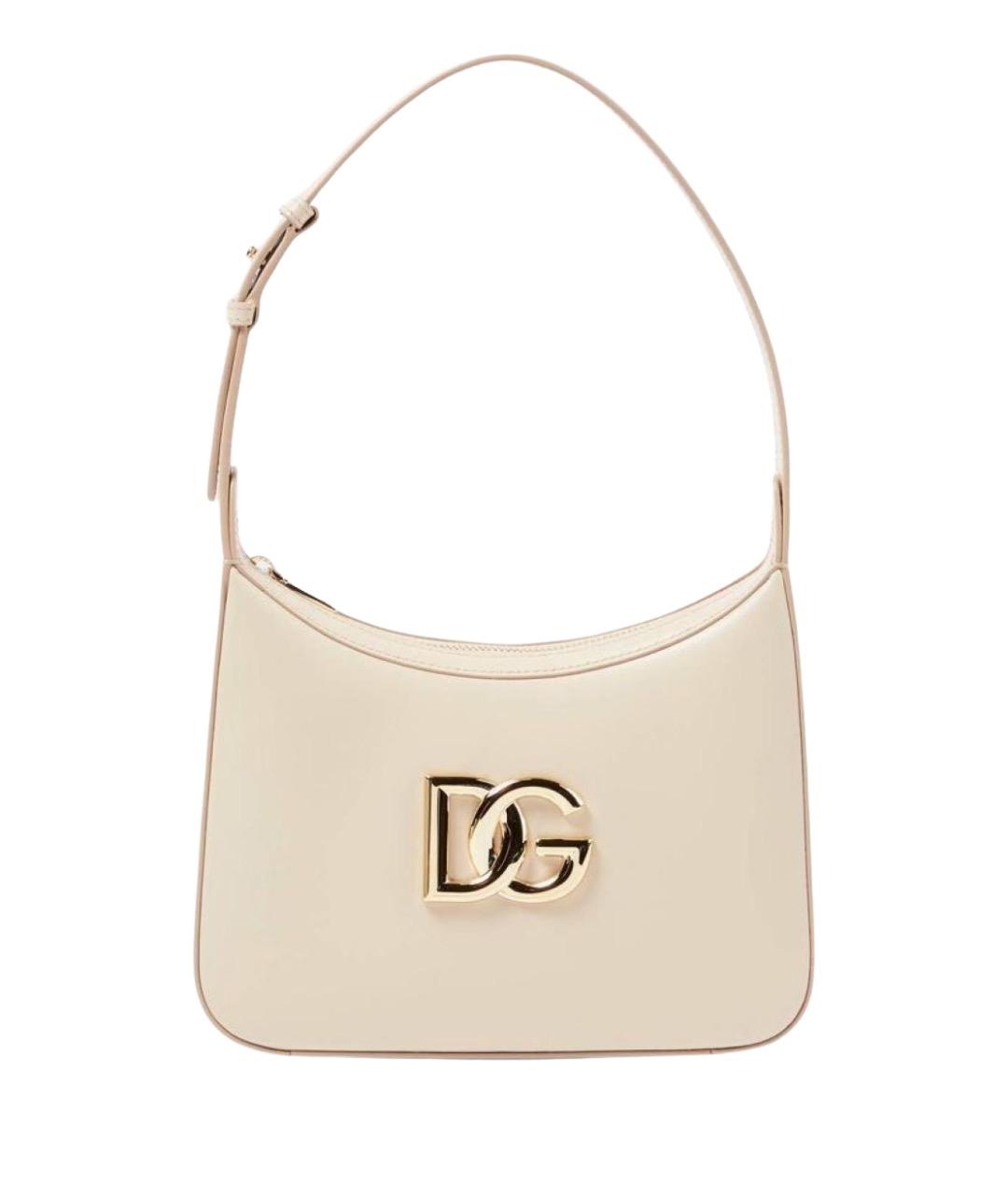 DOLCE&GABBANA Бежевая кожаная сумка с короткими ручками, фото 1
