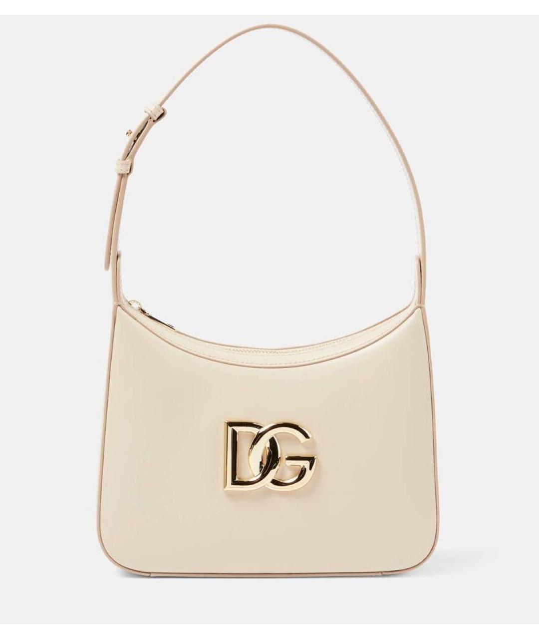 DOLCE&GABBANA Бежевая кожаная сумка с короткими ручками, фото 4