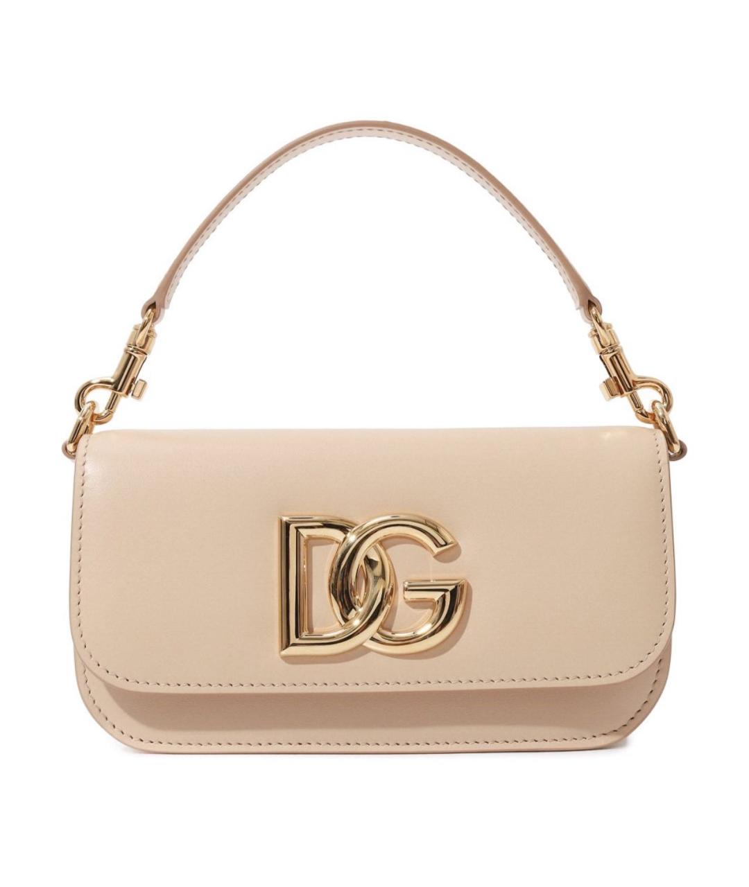 DOLCE&GABBANA Бежевая кожаная сумка с короткими ручками, фото 1