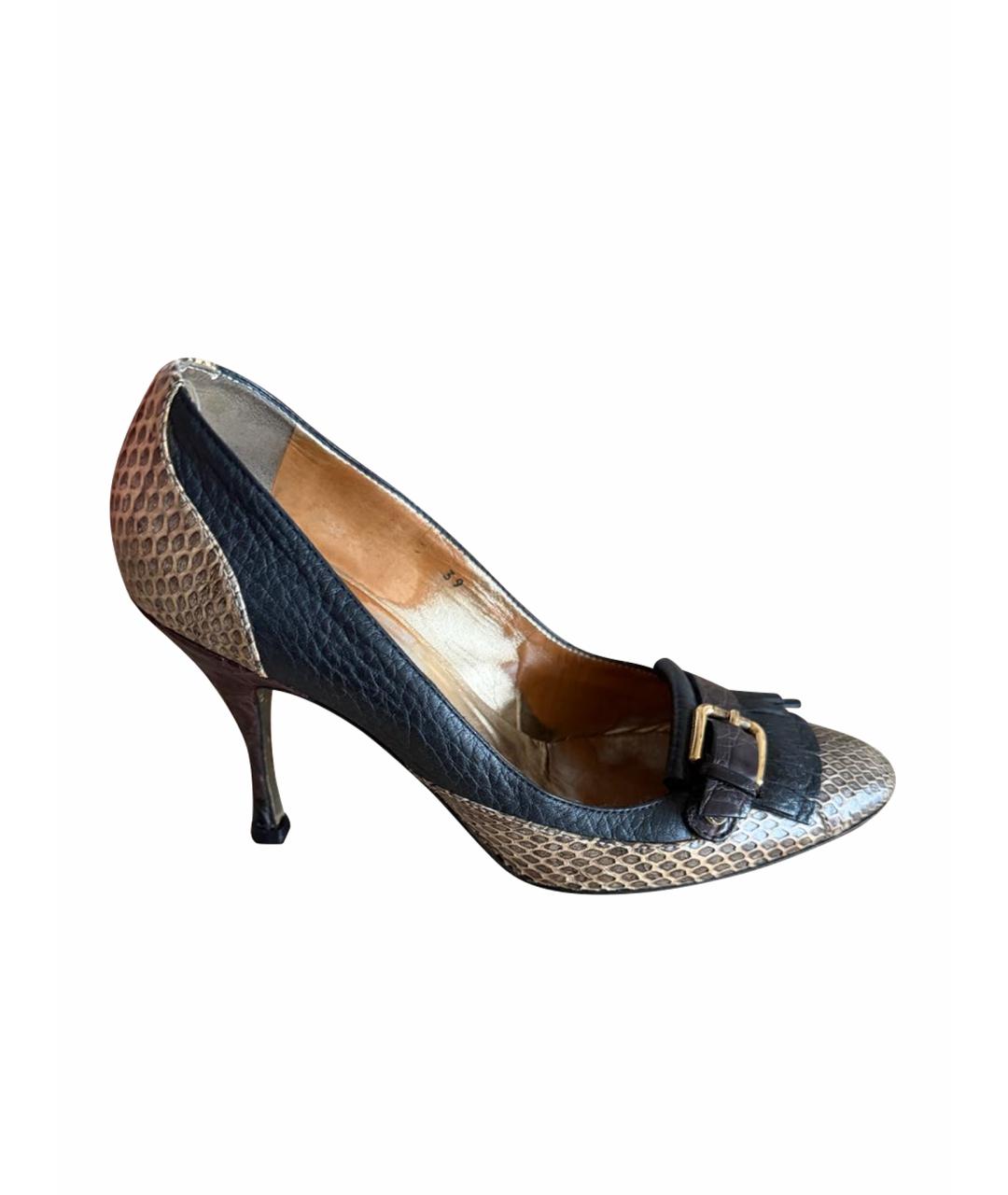 DOLCE&GABBANA Коричневые туфли из экзотической кожи, фото 1