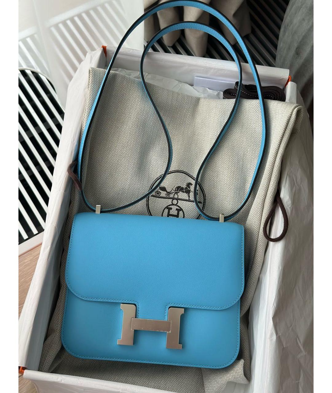 HERMES Голубая кожаная сумка через плечо, фото 2