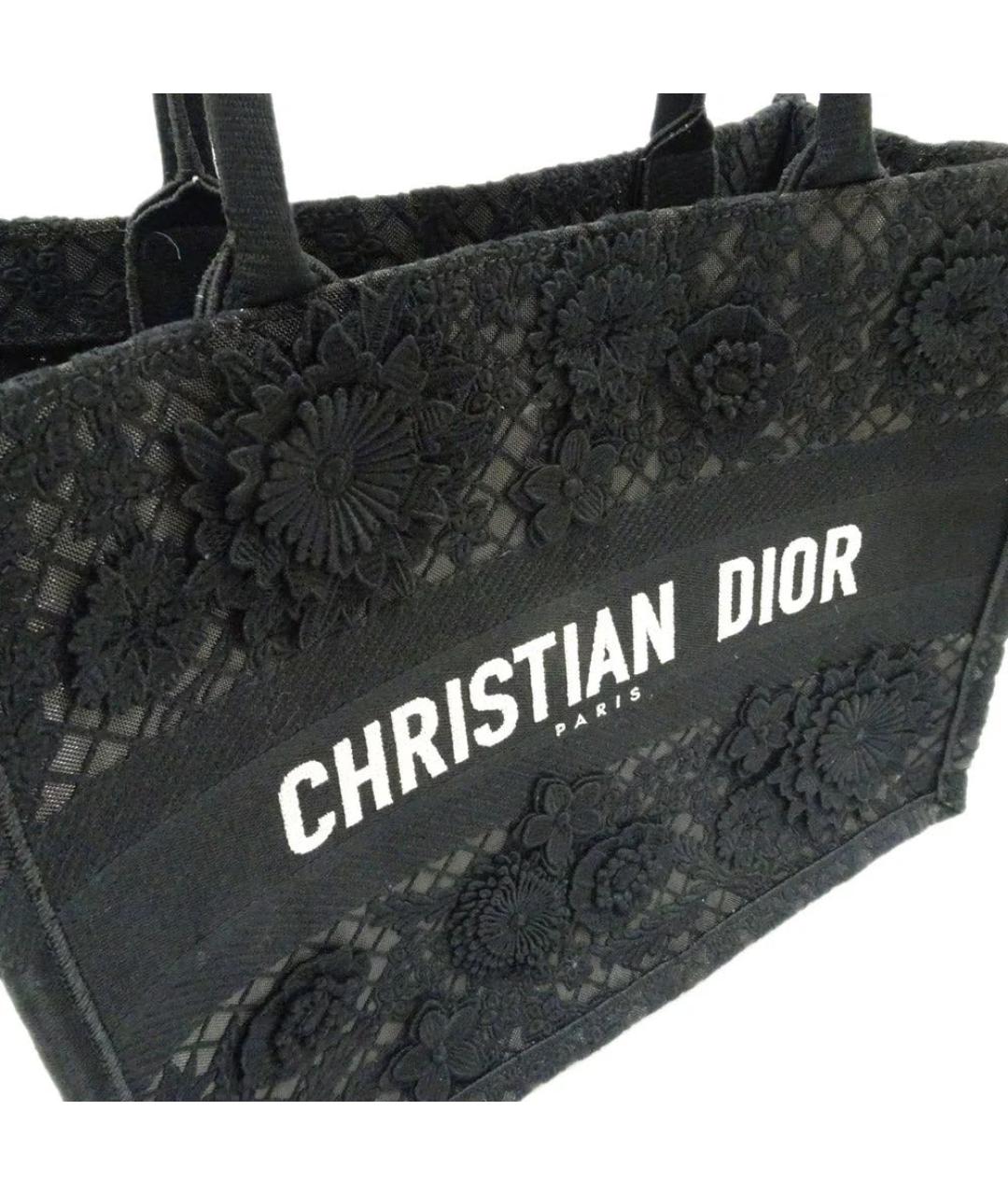 CHRISTIAN DIOR Черная тканевая сумка тоут, фото 3