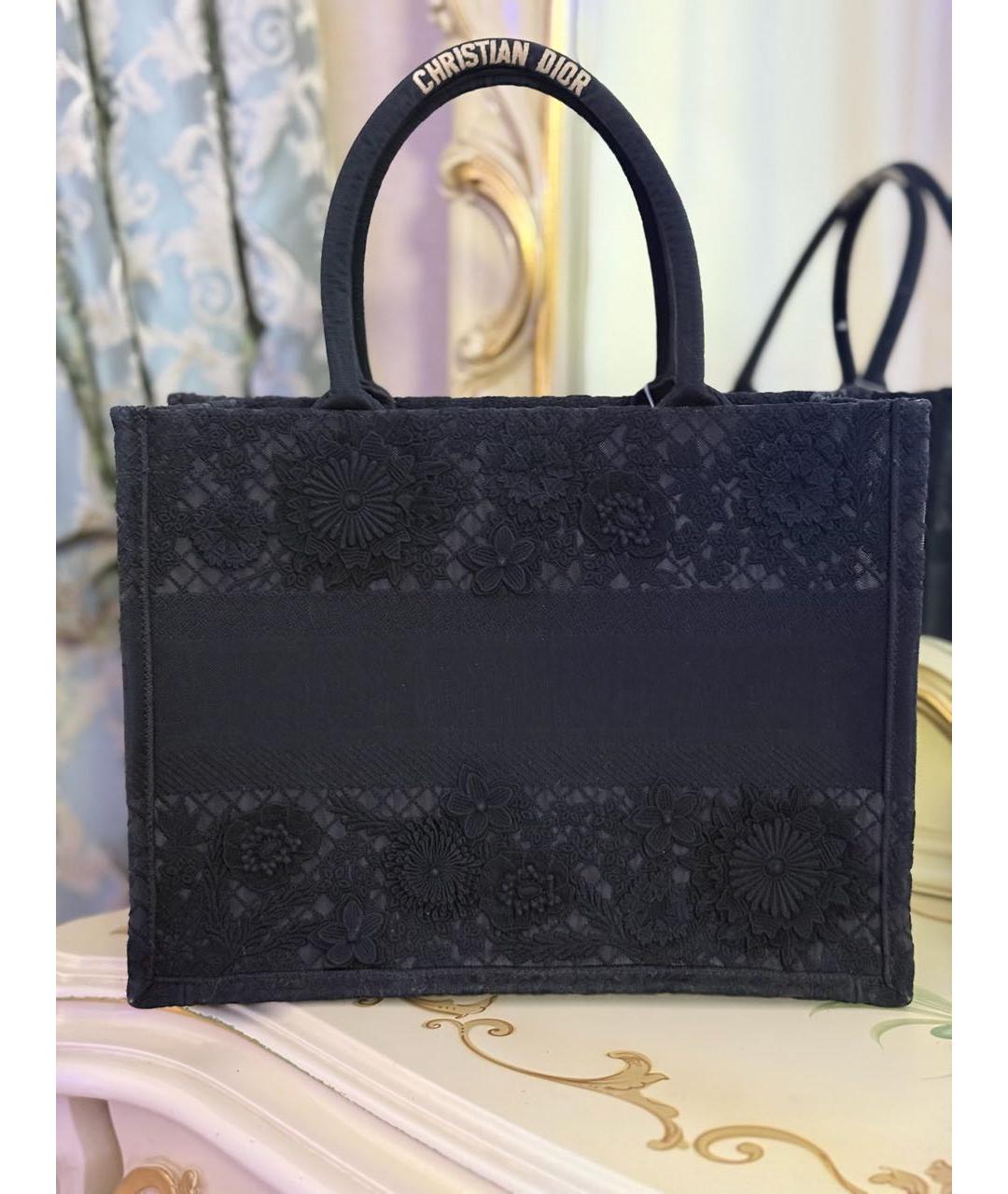 CHRISTIAN DIOR Черная тканевая сумка тоут, фото 4