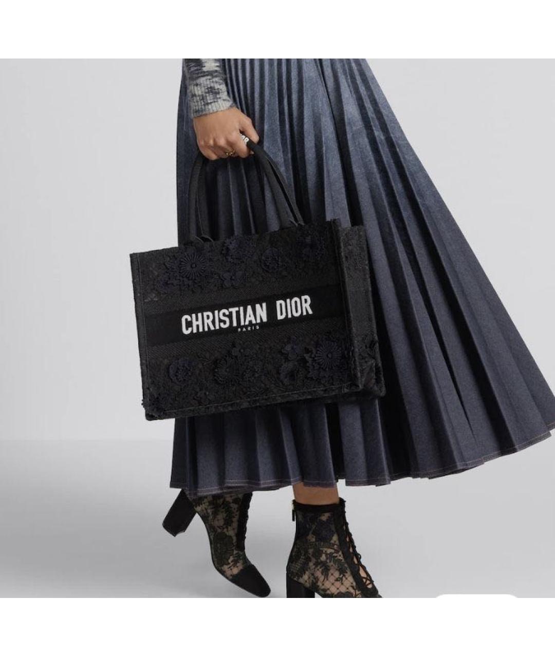 CHRISTIAN DIOR Черная тканевая сумка тоут, фото 2