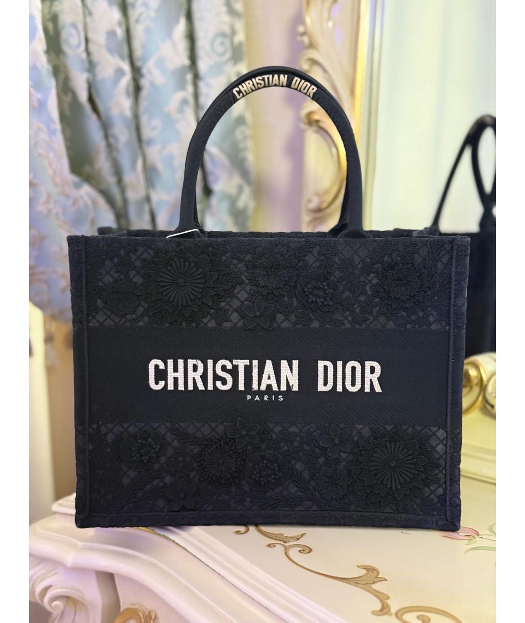 CHRISTIAN DIOR Черная тканевая сумка тоут, фото 2