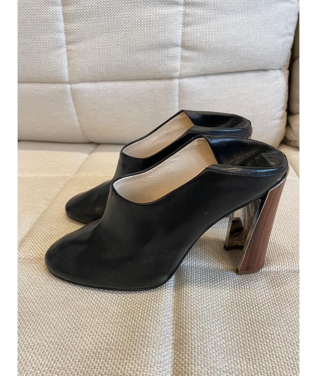 STELLA MCCARTNEY Антрацитовые кожаные сабо, фото 7
