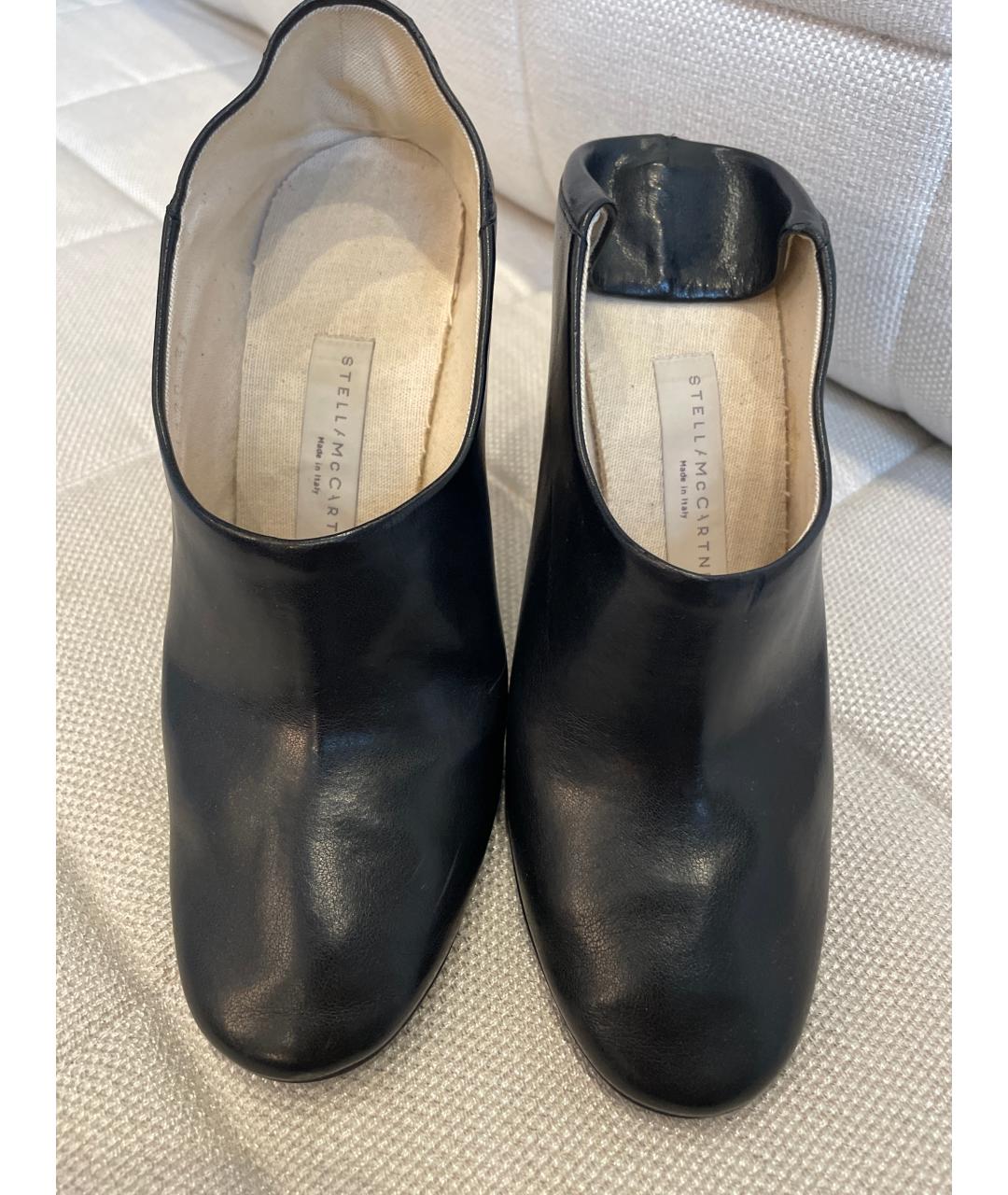 STELLA MCCARTNEY Антрацитовые кожаные сабо, фото 2