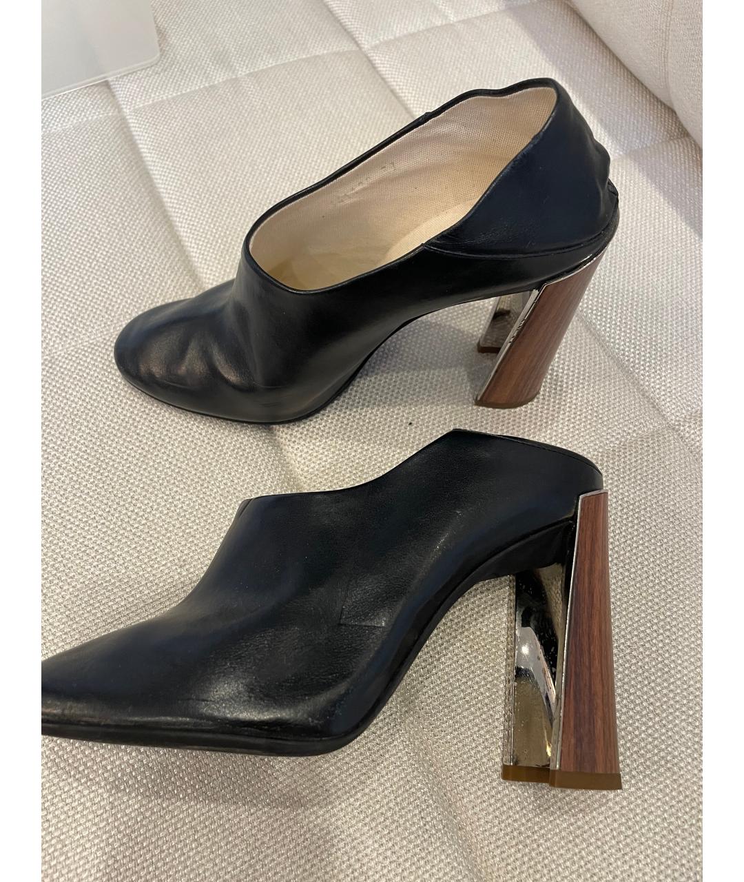 STELLA MCCARTNEY Антрацитовые кожаные сабо, фото 6
