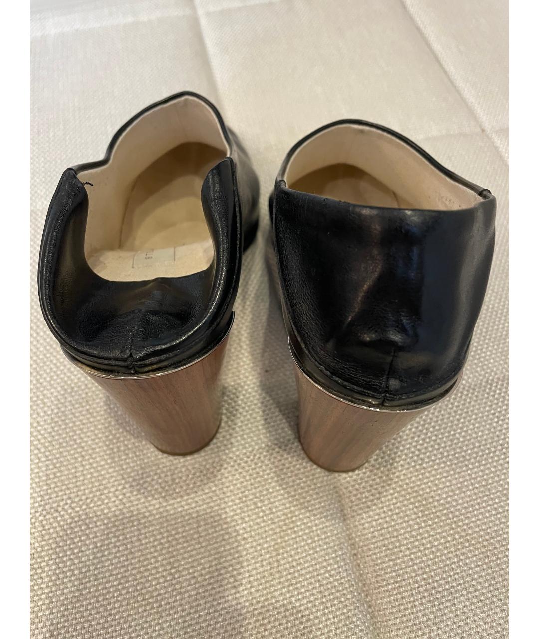 STELLA MCCARTNEY Антрацитовые кожаные сабо, фото 4