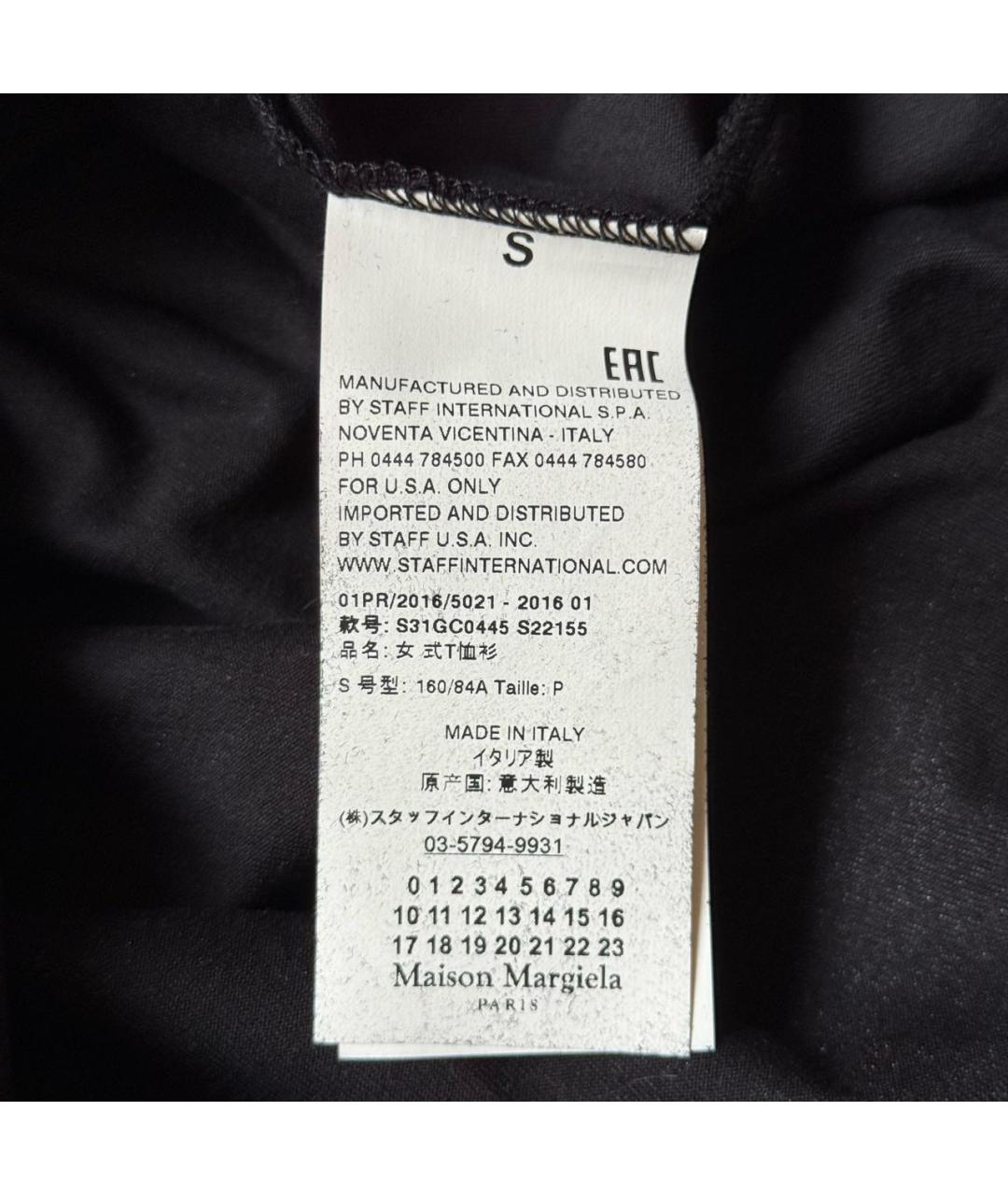 MAISON MARGIELA Черная хлопковая футболка, фото 6