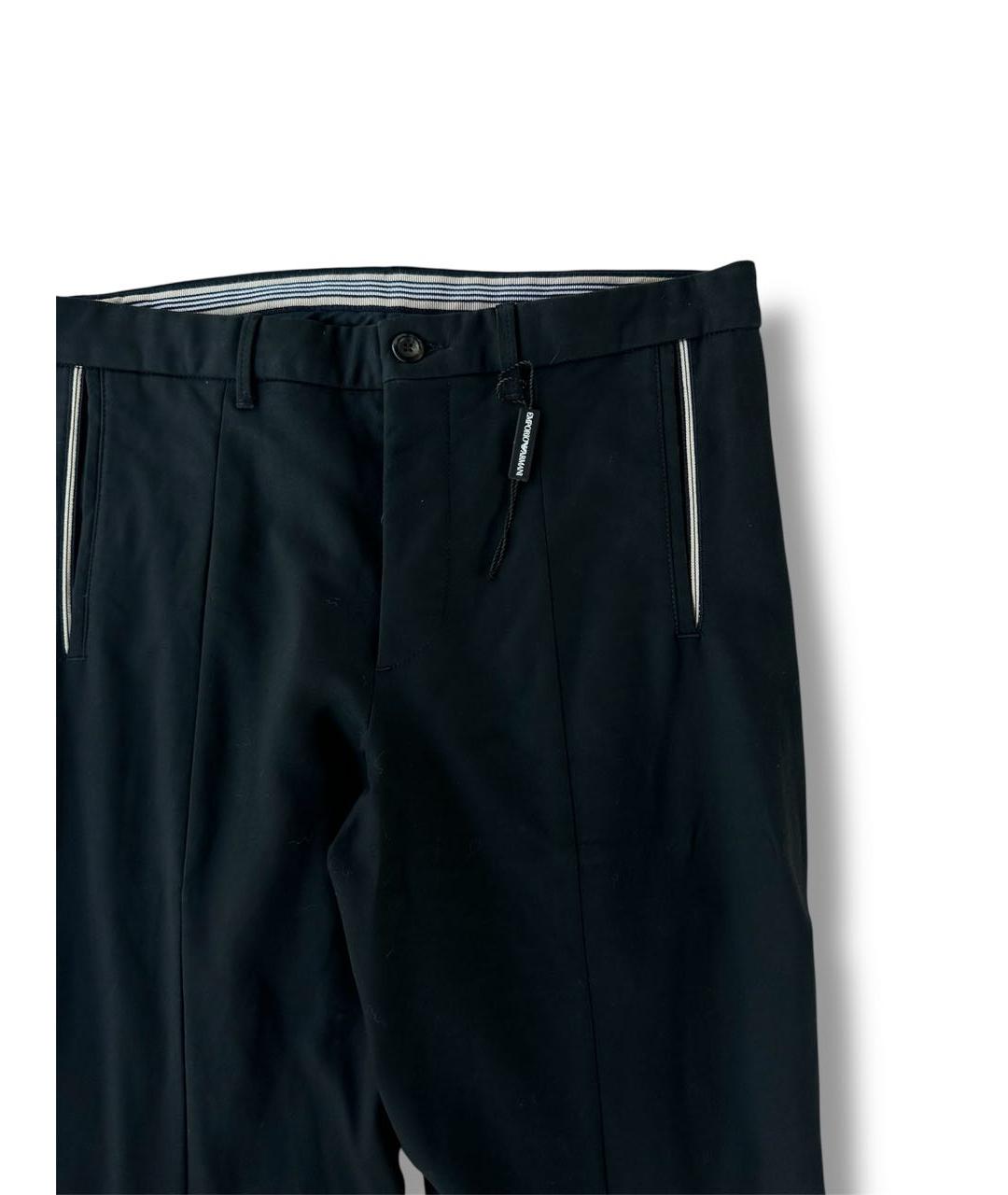 EMPORIO ARMANI Черные хлопковые классические брюки, фото 3
