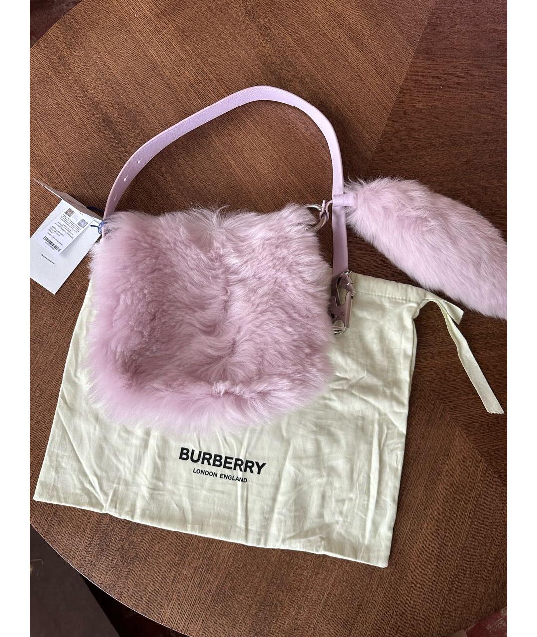 BURBERRY Розовая меховая сумка через плечо, фото 9
