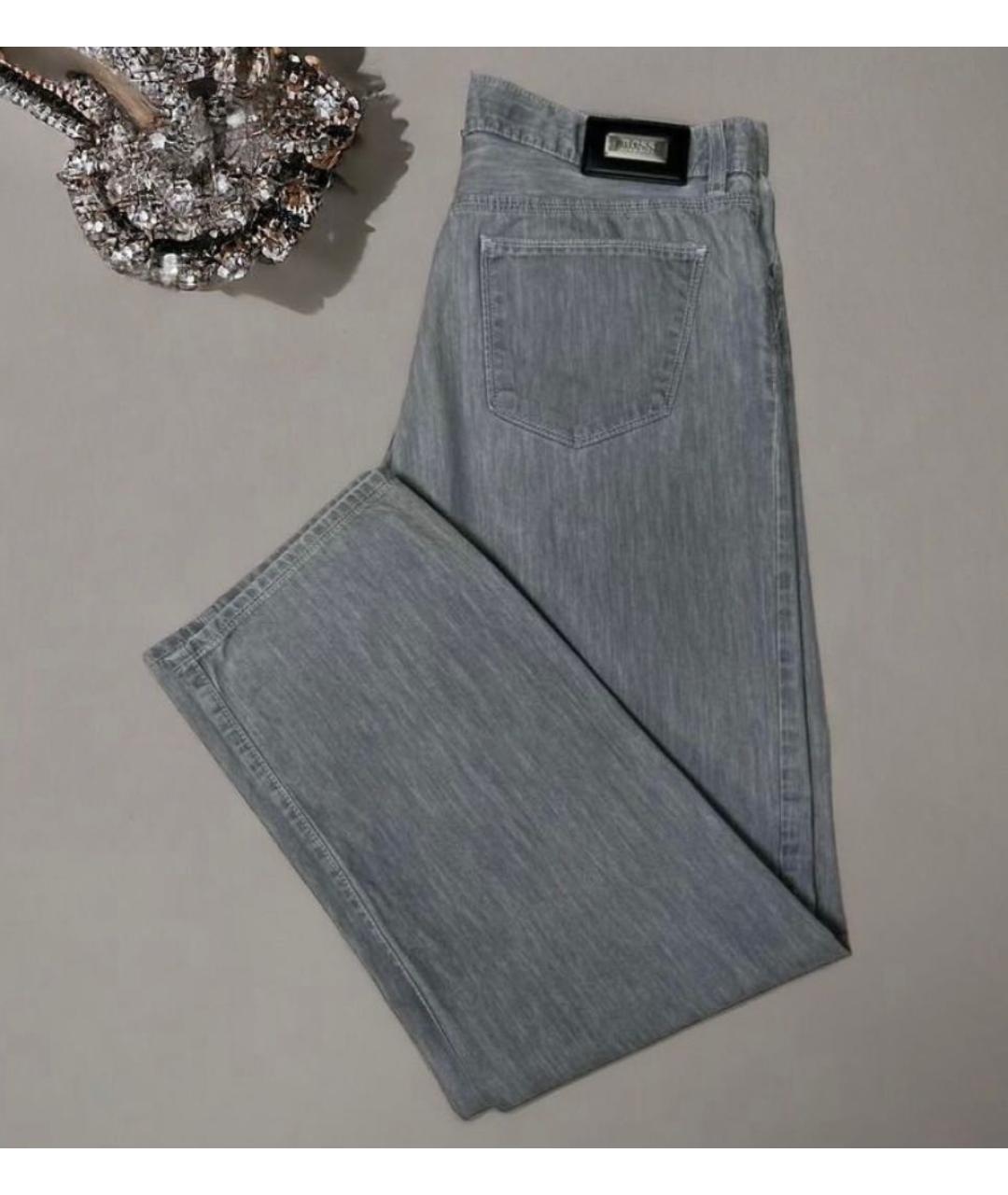 HUGO BOSS Серые хлопковые прямые джинсы, фото 2