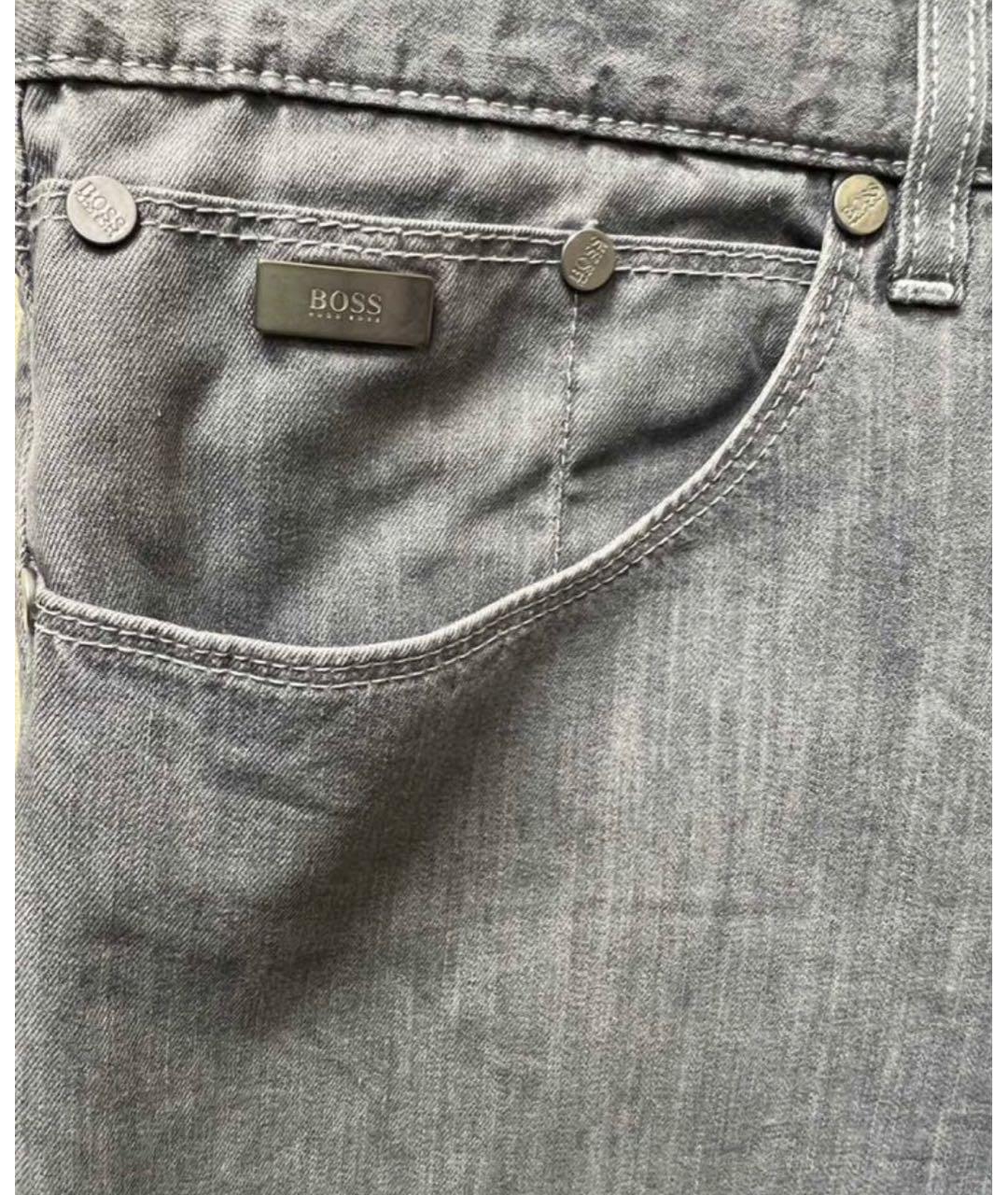 HUGO BOSS Серые хлопковые прямые джинсы, фото 7