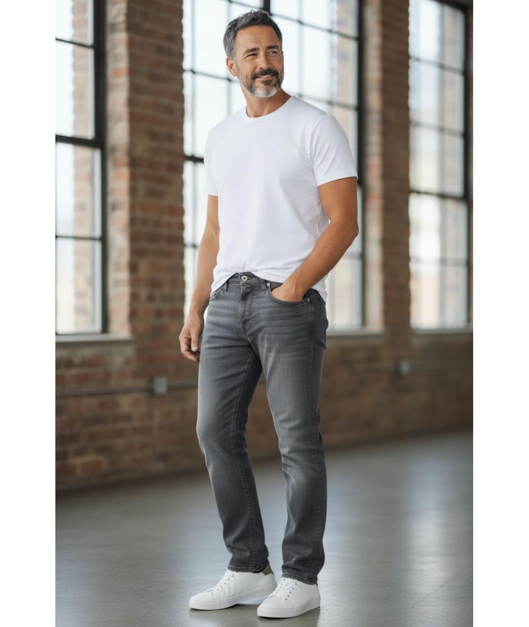 HUGO BOSS Серые хлопковые прямые джинсы, фото 8