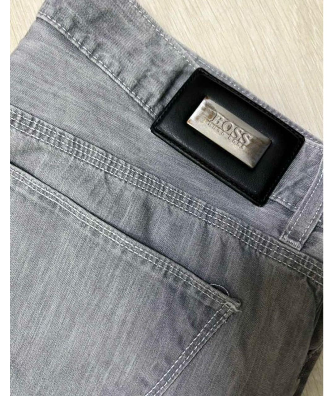 HUGO BOSS Серые хлопковые прямые джинсы, фото 3