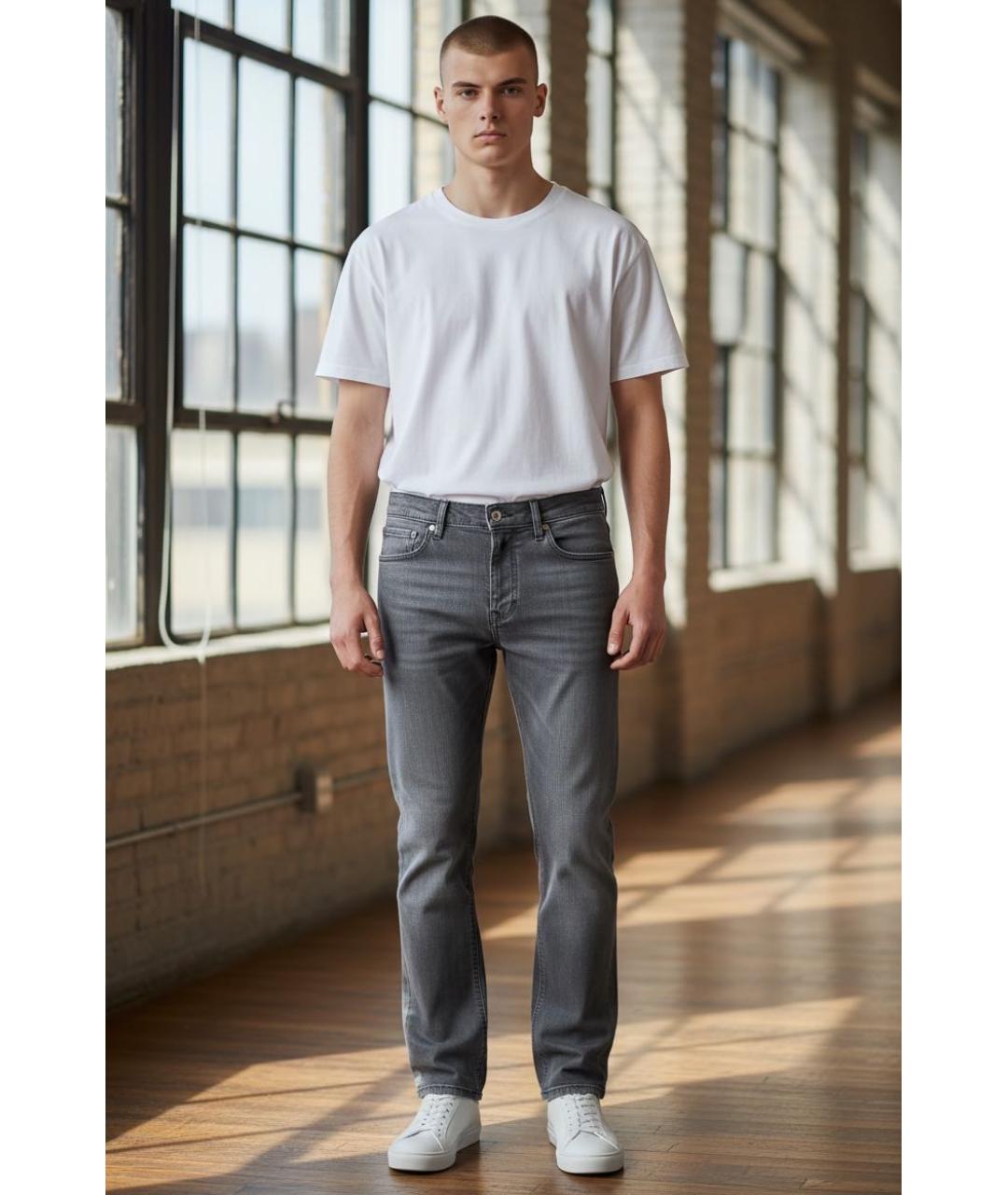 HUGO BOSS Серые хлопковые прямые джинсы, фото 6
