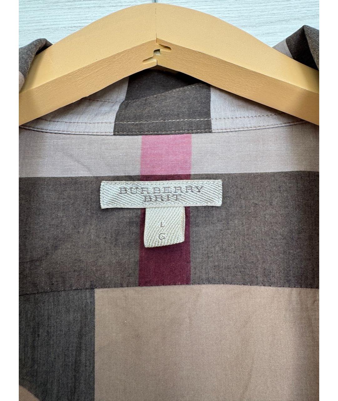 BURBERRY Коричневая хлопковая рубашка, фото 7
