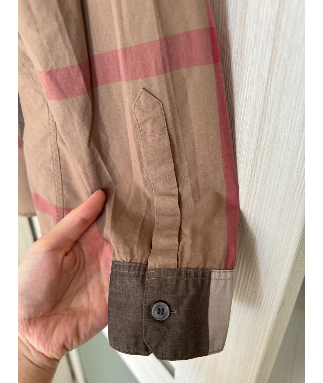 BURBERRY Коричневая хлопковая рубашка, фото 4