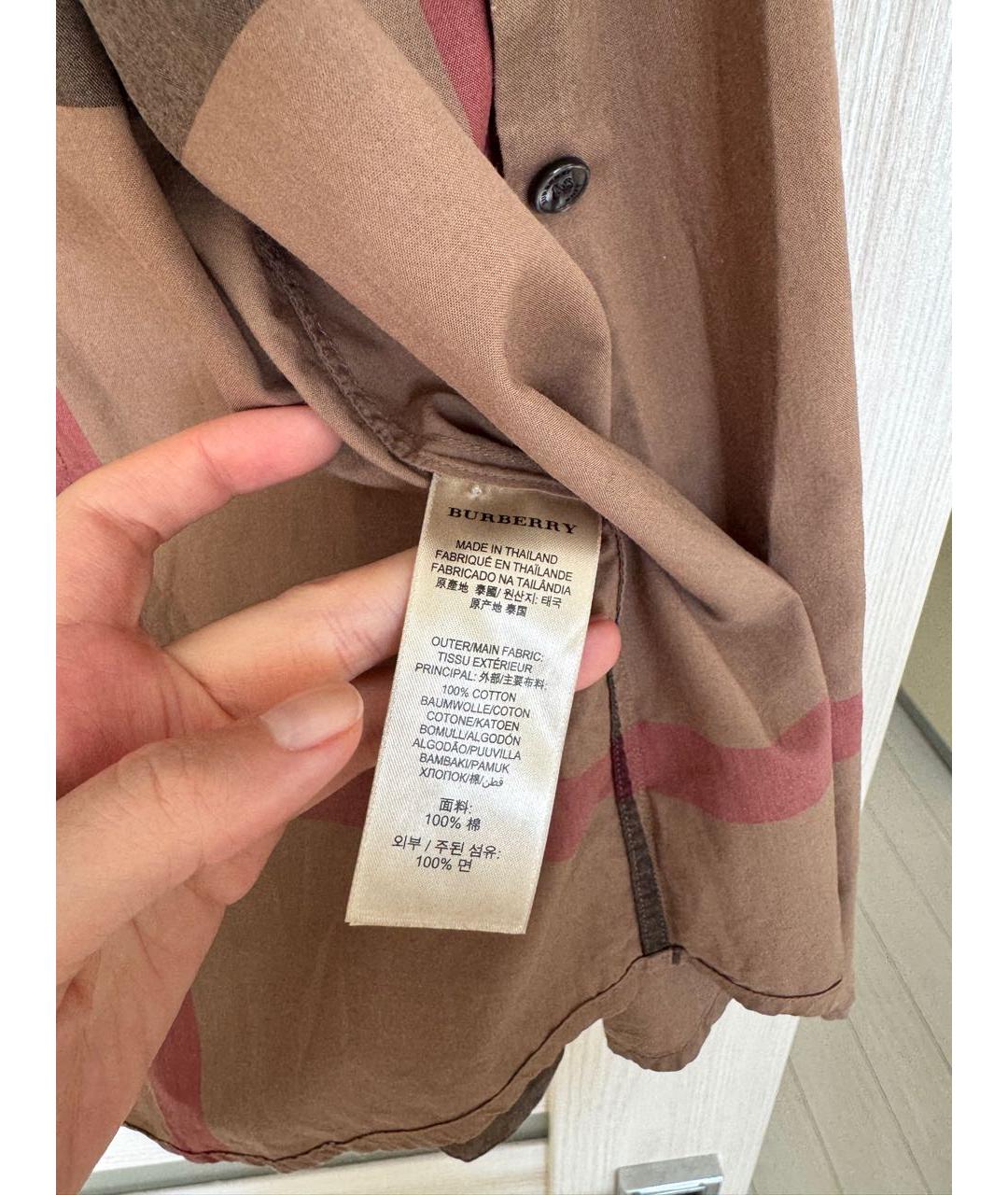 BURBERRY Коричневая хлопковая рубашка, фото 5