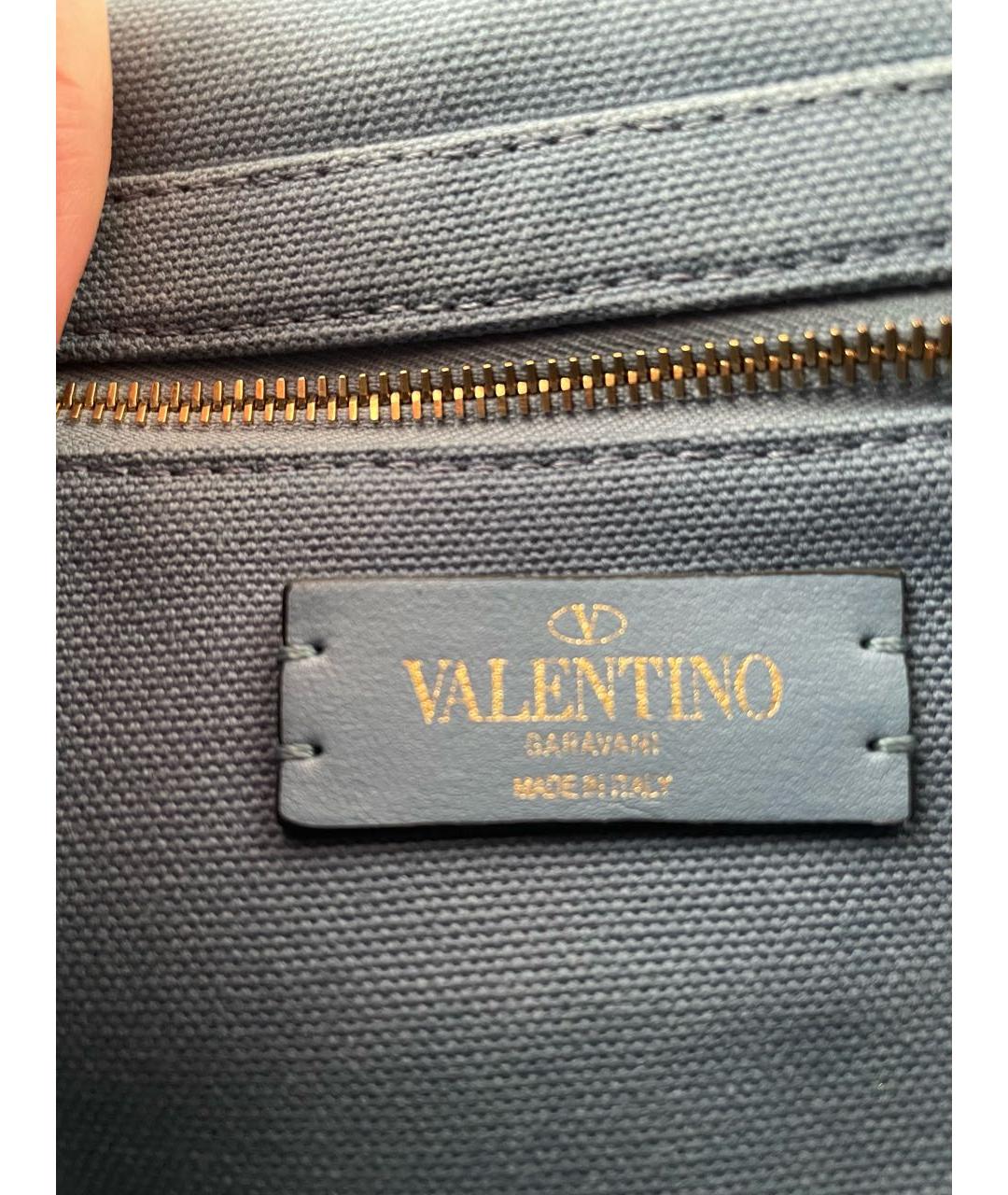 VALENTINO Голубая тканевая сумка через плечо, фото 5
