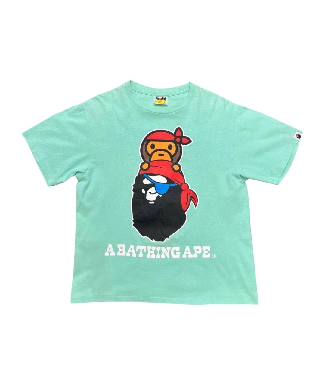 BAPE Салатовая хлопковая футболка, фото 1