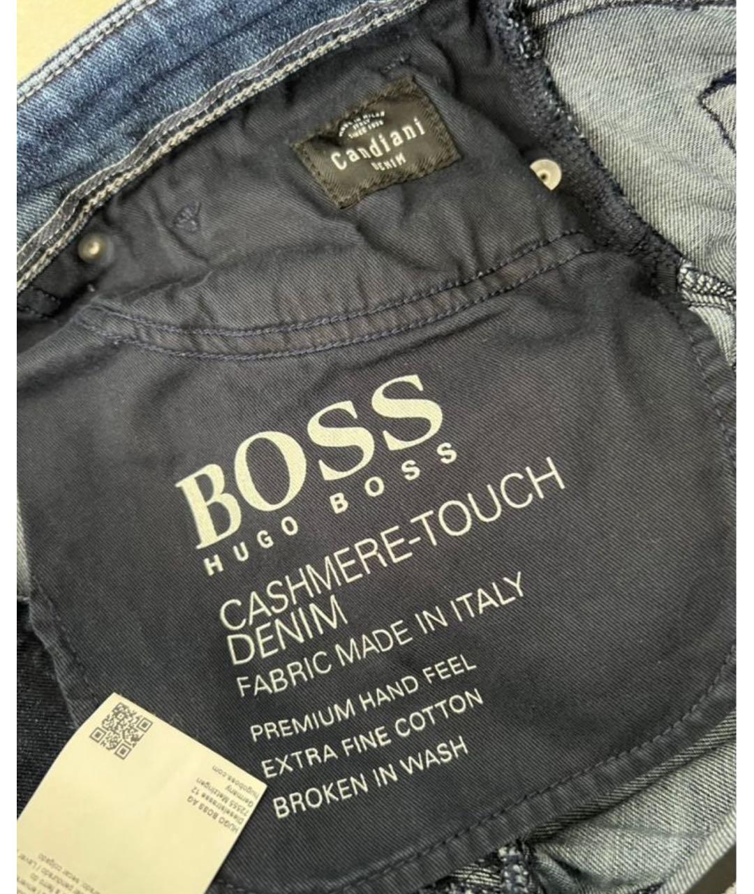 HUGO BOSS Темно-синие хлопко-эластановые прямые джинсы, фото 5