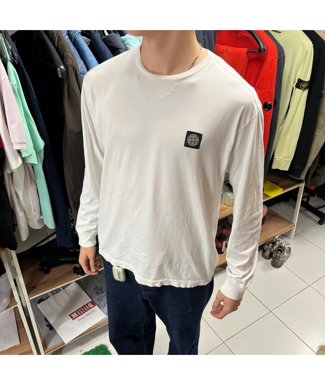 STONE ISLAND Белая хлопковая футболка, фото 4