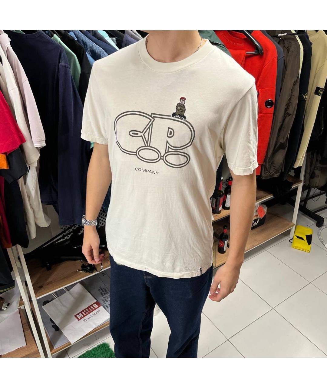CP COMPANY Белая хлопковая футболка, фото 4