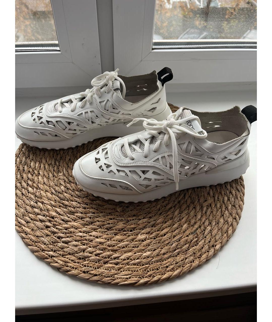 TOD'S Белые кожаные кроссовки, фото 4