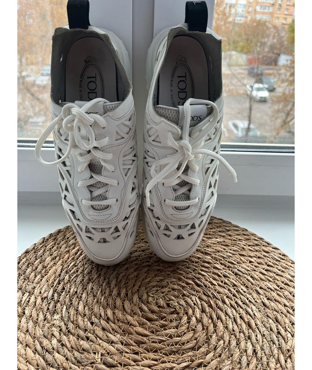 TOD'S Белые кожаные кроссовки, фото 3