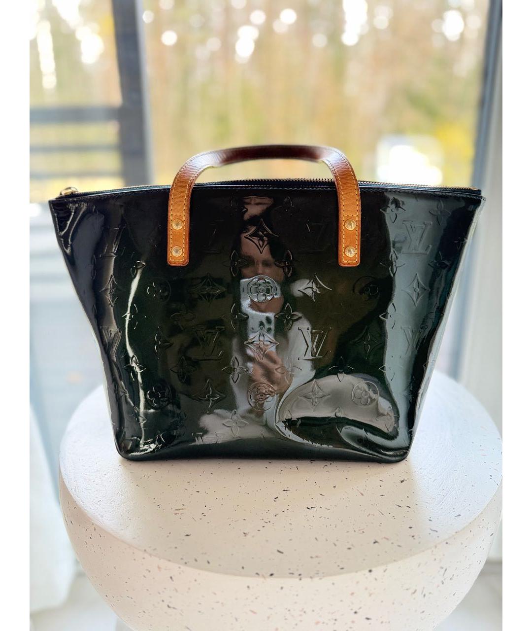 LOUIS VUITTON Зеленая кожаная сумка с короткими ручками, фото 3