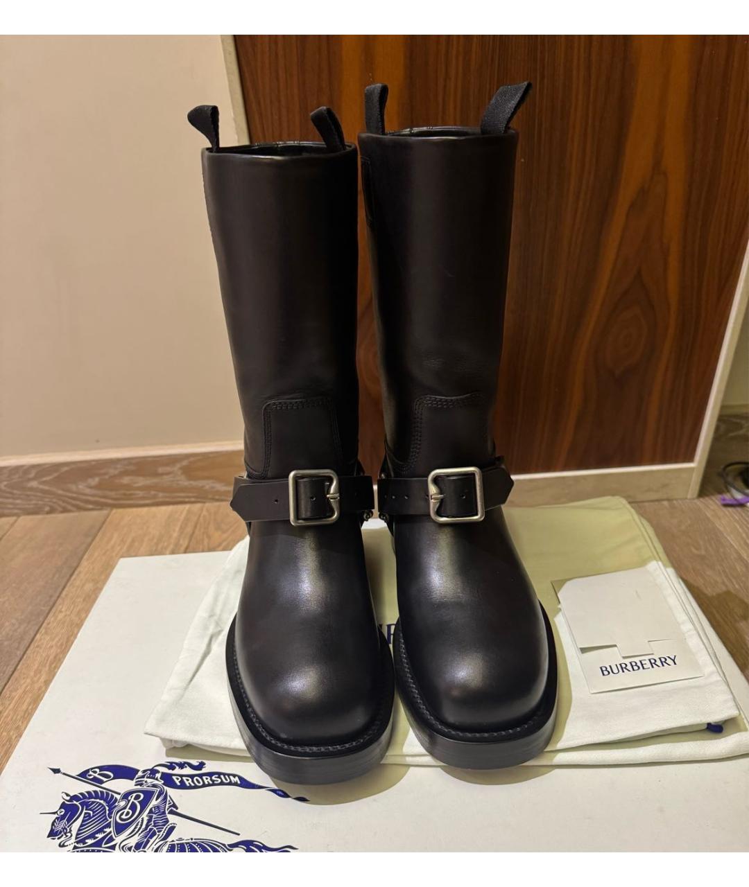 BURBERRY Черные кожаные сапоги, фото 2
