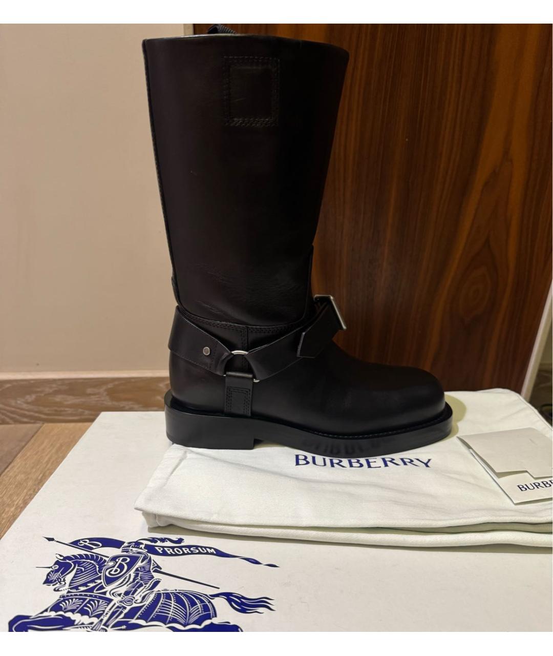 BURBERRY Черные кожаные сапоги, фото 6
