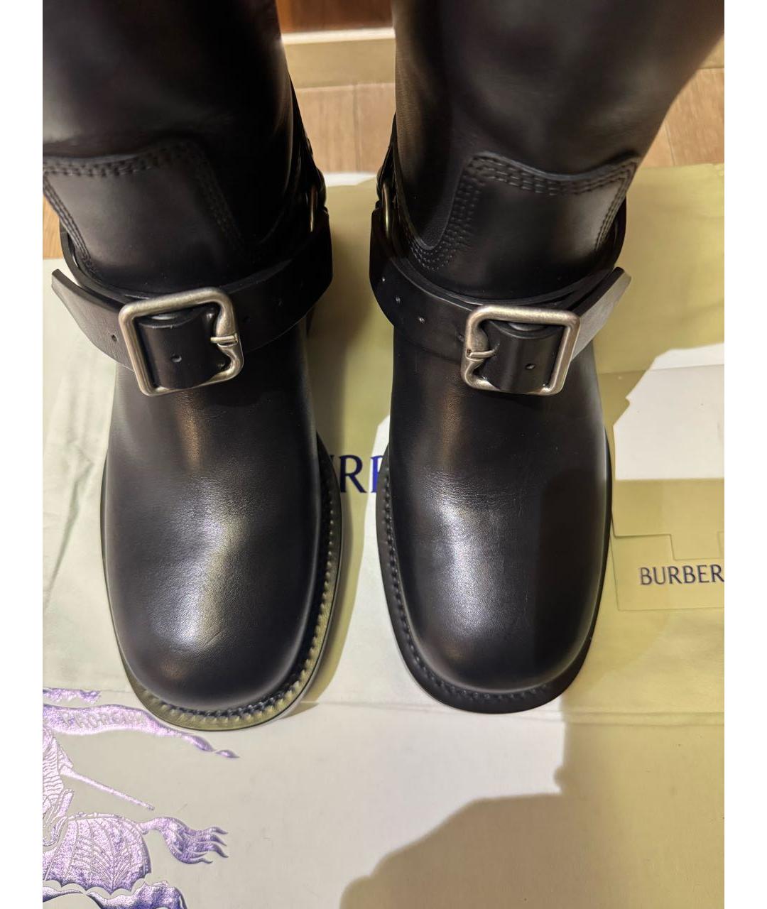 BURBERRY Черные кожаные сапоги, фото 3