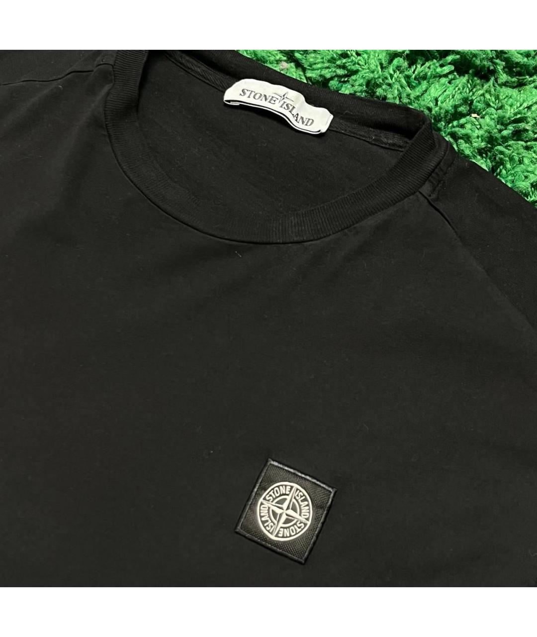 STONE ISLAND Черная хлопковая футболка, фото 2