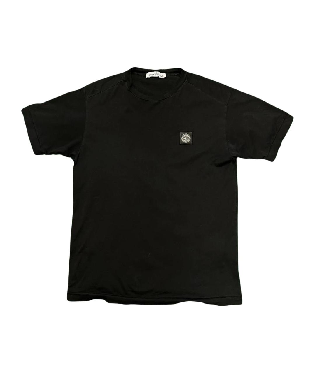 STONE ISLAND Черная хлопковая футболка, фото 1