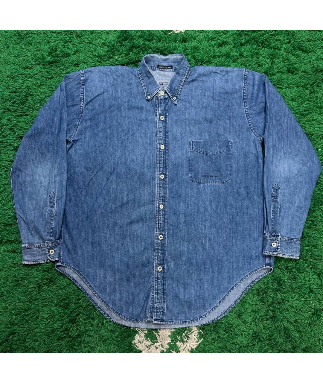 STONE ISLAND Синяя хлопковая кэжуал рубашка, фото 5