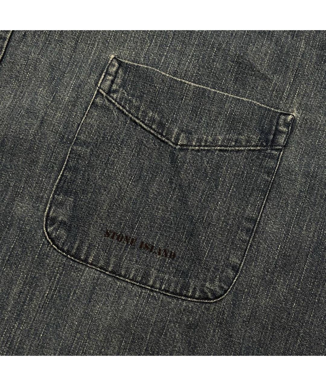 STONE ISLAND Синяя хлопковая кэжуал рубашка, фото 3
