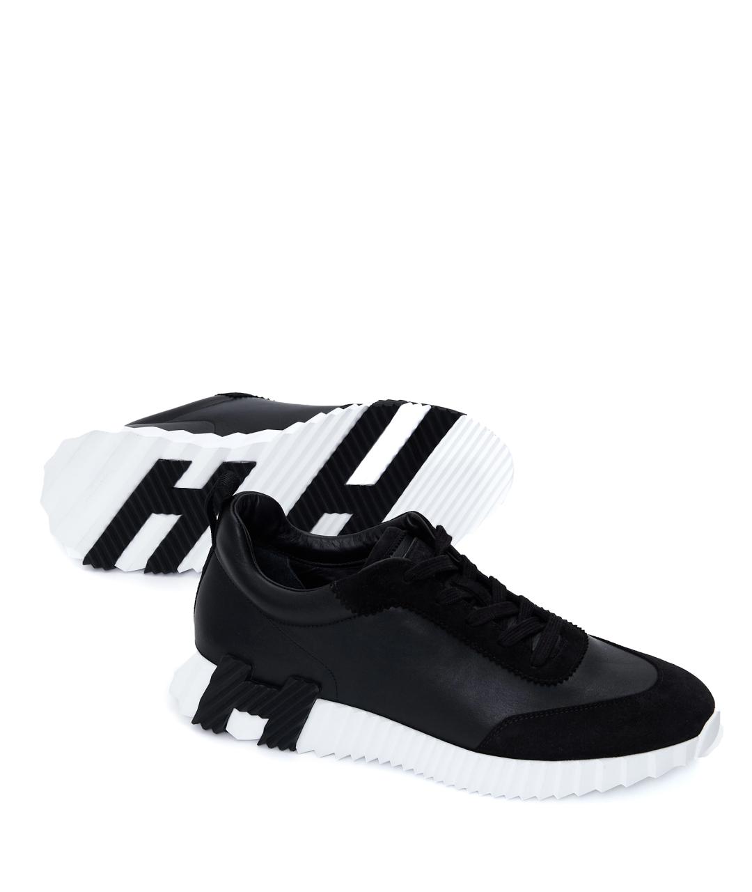 HERMES Черные кожаные низкие кроссовки / кеды, фото 6