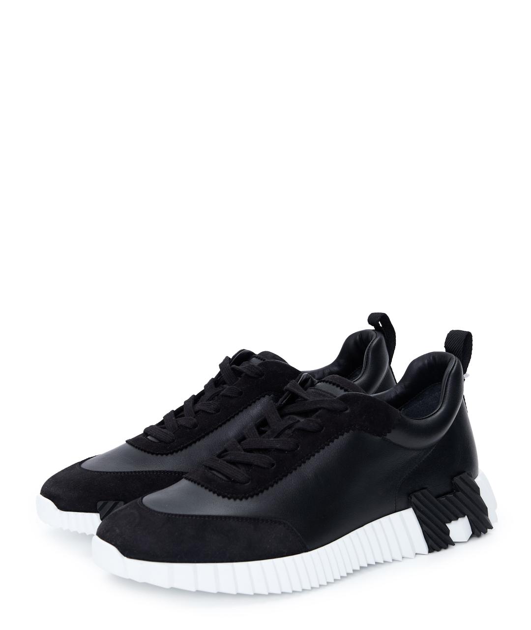 HERMES Черные кожаные низкие кроссовки / кеды, фото 2