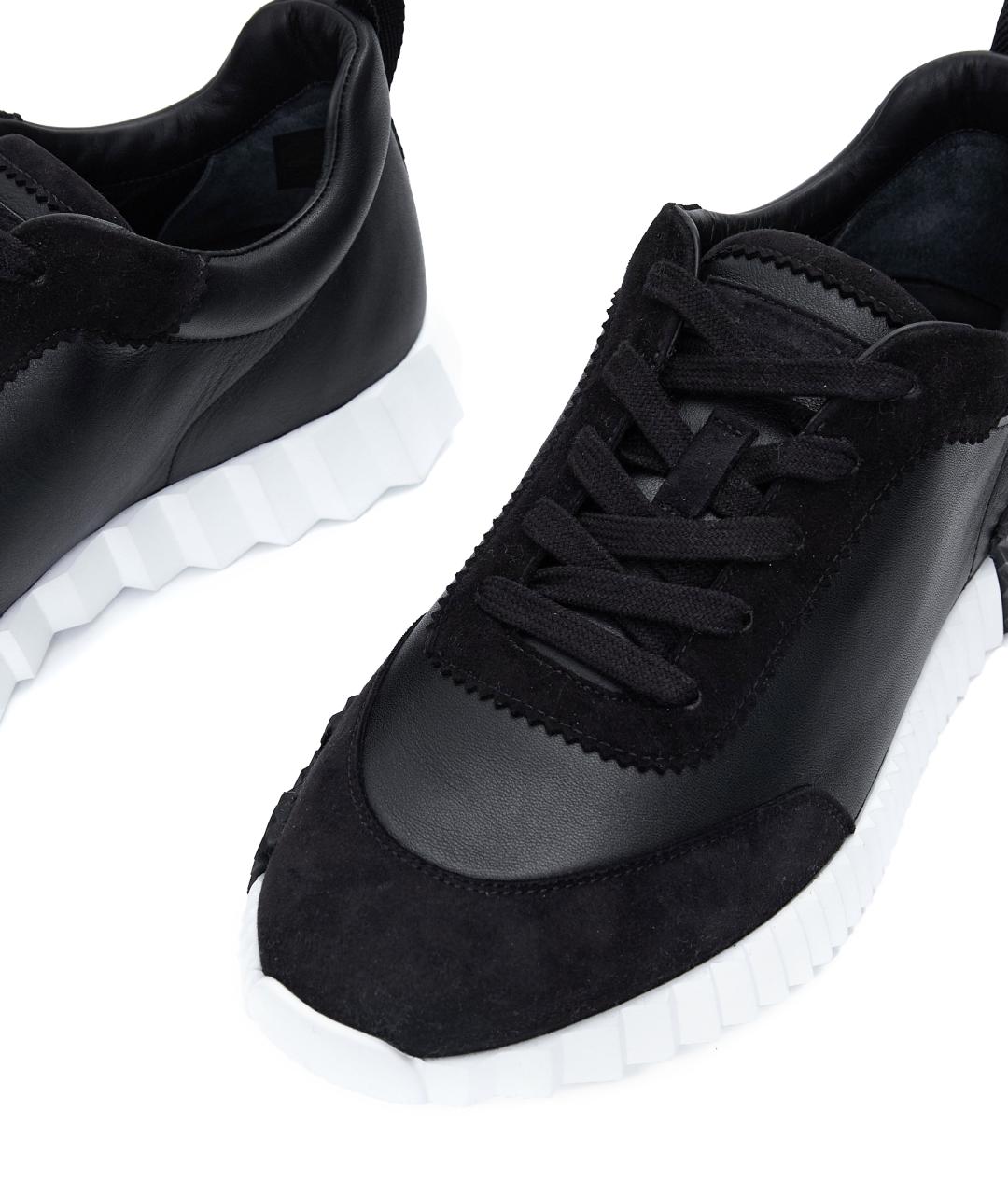 HERMES Черные кожаные низкие кроссовки / кеды, фото 5