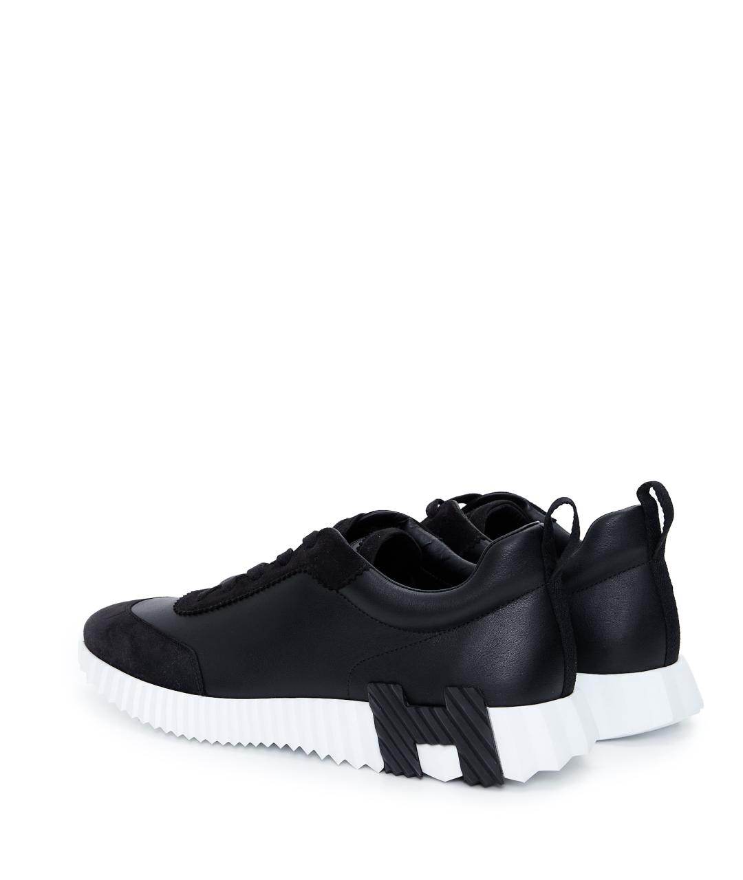 HERMES Черные кожаные низкие кроссовки / кеды, фото 3