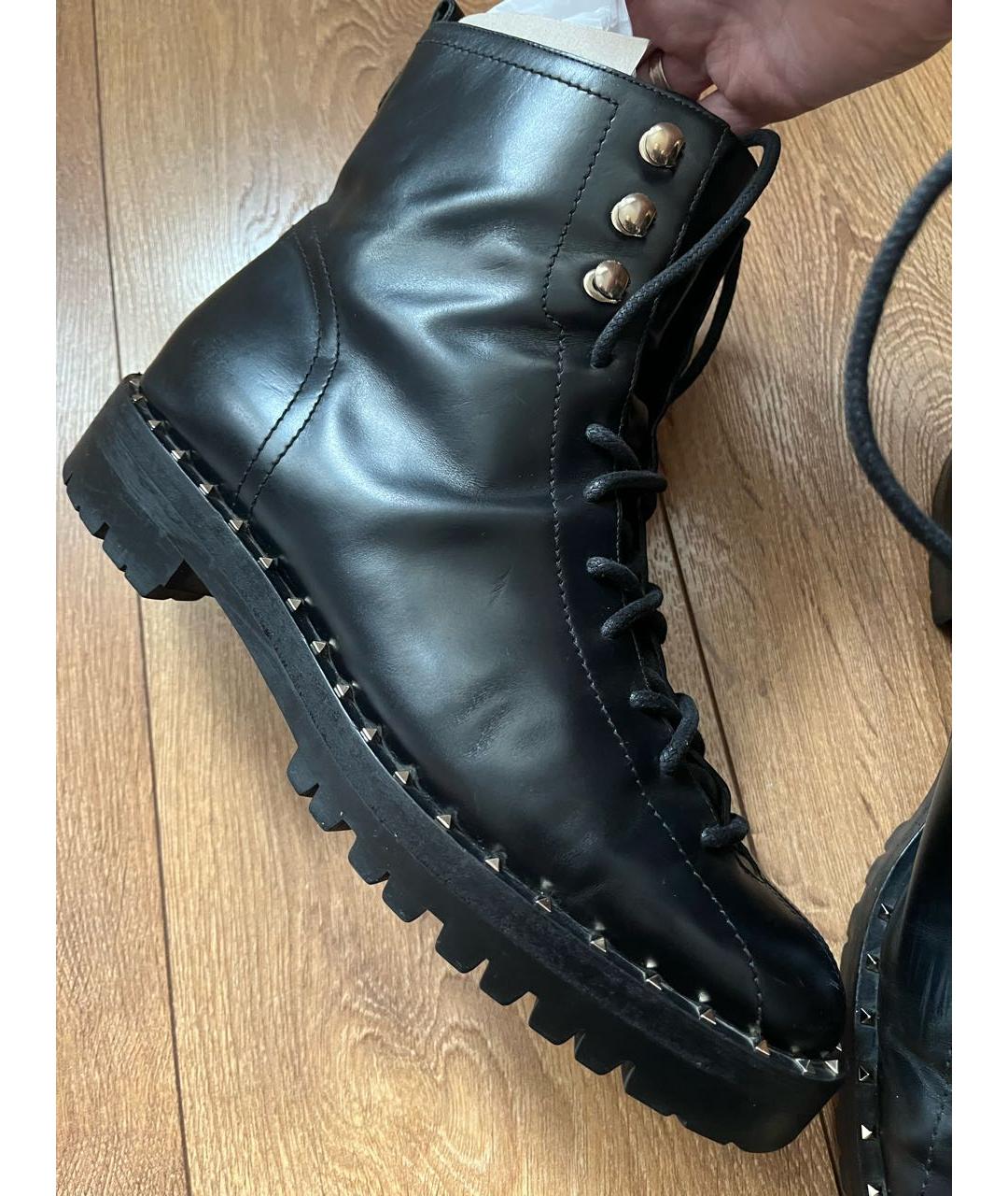 VALENTINO Черные кожаные полусапоги, фото 3